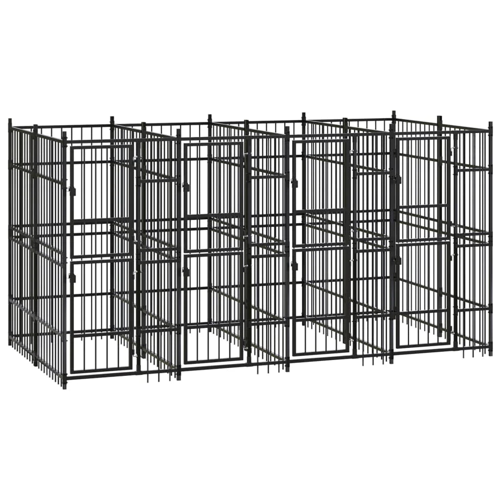 Cuccia/gabbia/recinto per cani da esterno acciaio 7,37 m² nero 02_0041875