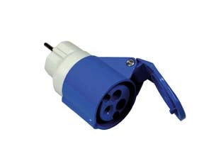 ADATTATORE INDUSTRIALE CON SPINA SCHUKO 16A E PRESA CEE 309  16A colore blu 73001    FANTON