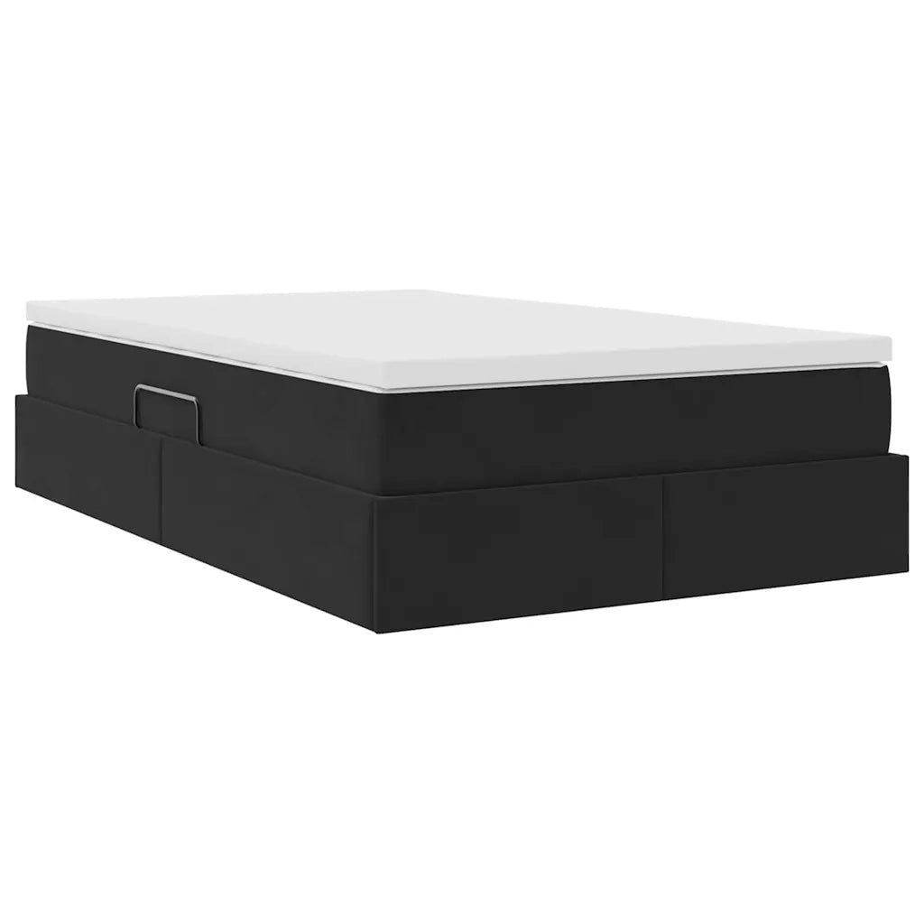 Letto con contenitore e materasso Nero 120 x 200 cm Velluto
