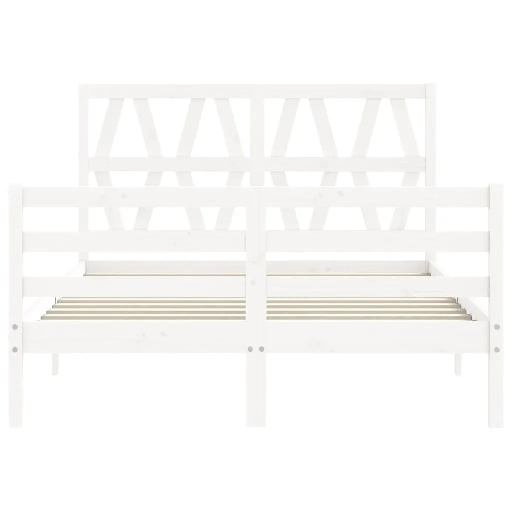 Giroletto con Testiera-Struttura Letto con testiera Bianco 120x200 cm in Legno Massello 610228