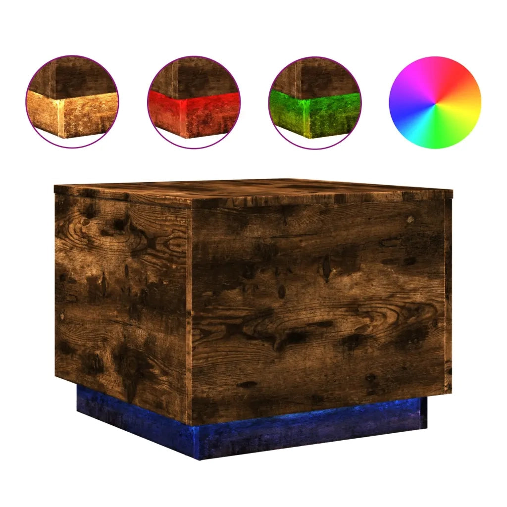 Tavolino da salotto | Tavolino da caff¨¨ | Tavolino da Soggiorno con Luci LED Rovere Sonoma 50x50x40 cm