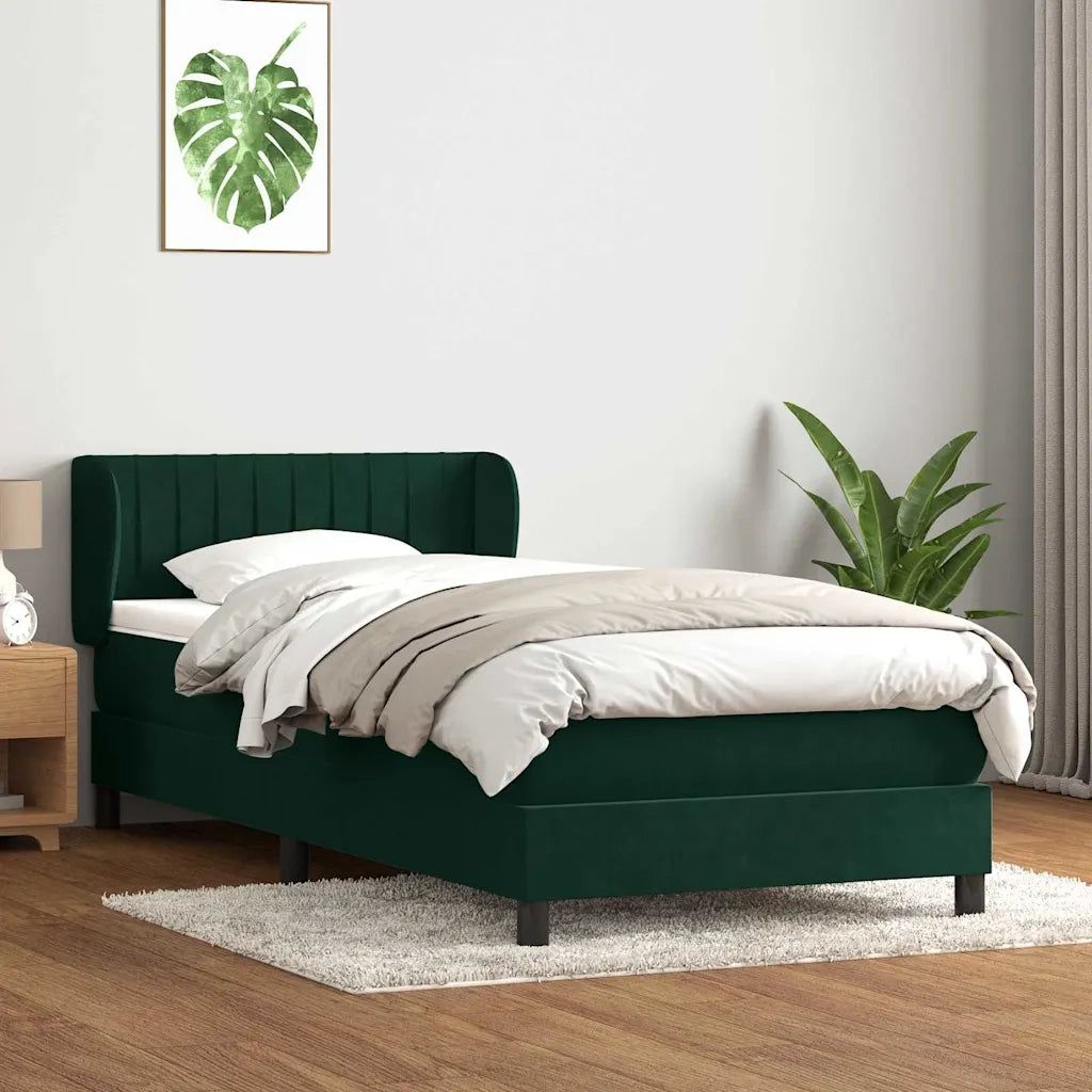 Giroletto a Molle con Materasso Verde Scuro 80x220 cm Velluto 3317718