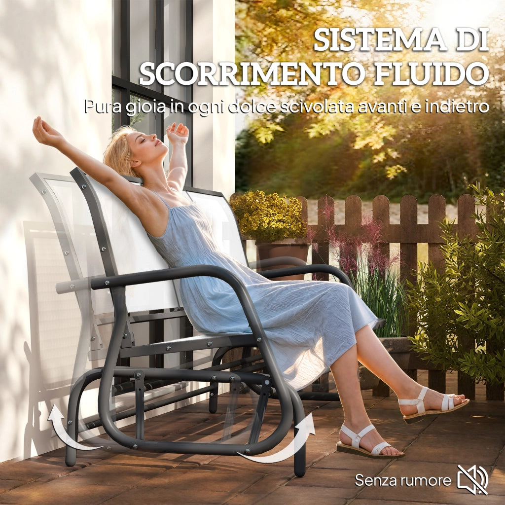 Panchina a Dondolo Giardino 3 Posti ¨C zephmum ¨C Beige 147x70x85