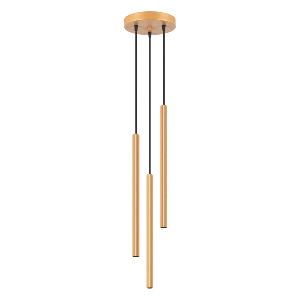 Lampada a sospensione tubolare rigata oro ZENTRA 3 G9