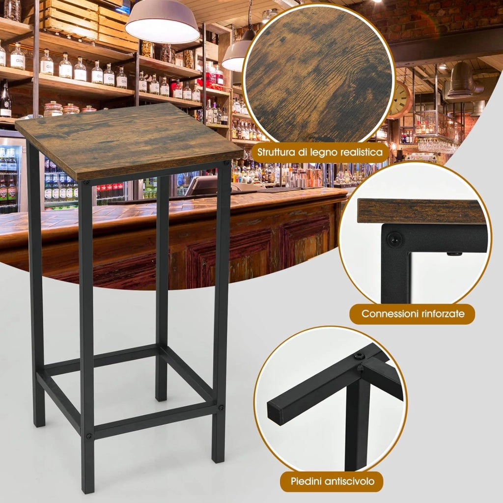 Set di 4 Sgabelli da Bar, Sgabello Sedie Alta con Poggiapiedi, Stile Industriale per Cucina, Soggiorno, Sala da Pranzo, Capacità 100kg (30x30x62 cm)