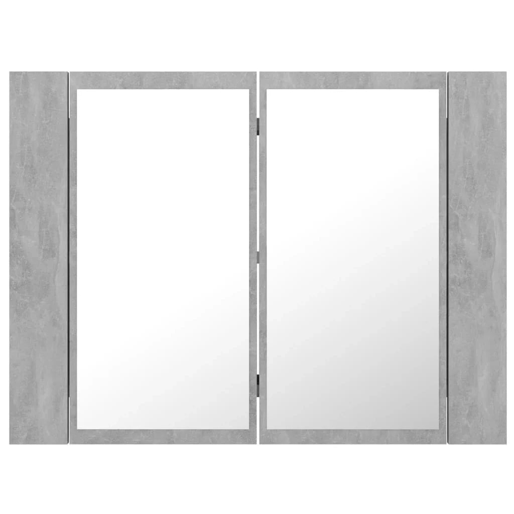 Mobiletto specchio da bagno 60 x 12 x 45 cm LED grigio cemento acrilico 02_0006608