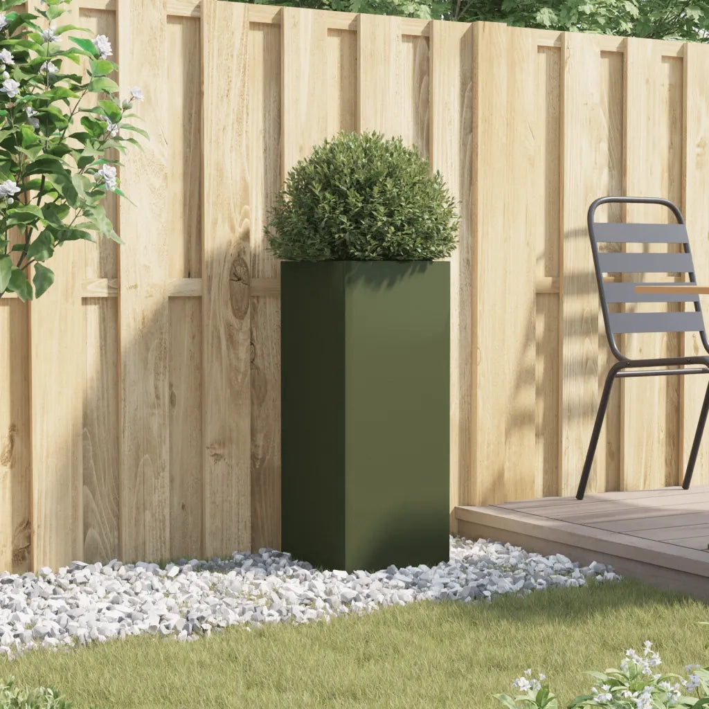 vidaXL Fioriera Verde Oliva 32x29x75 cm in Acciaio