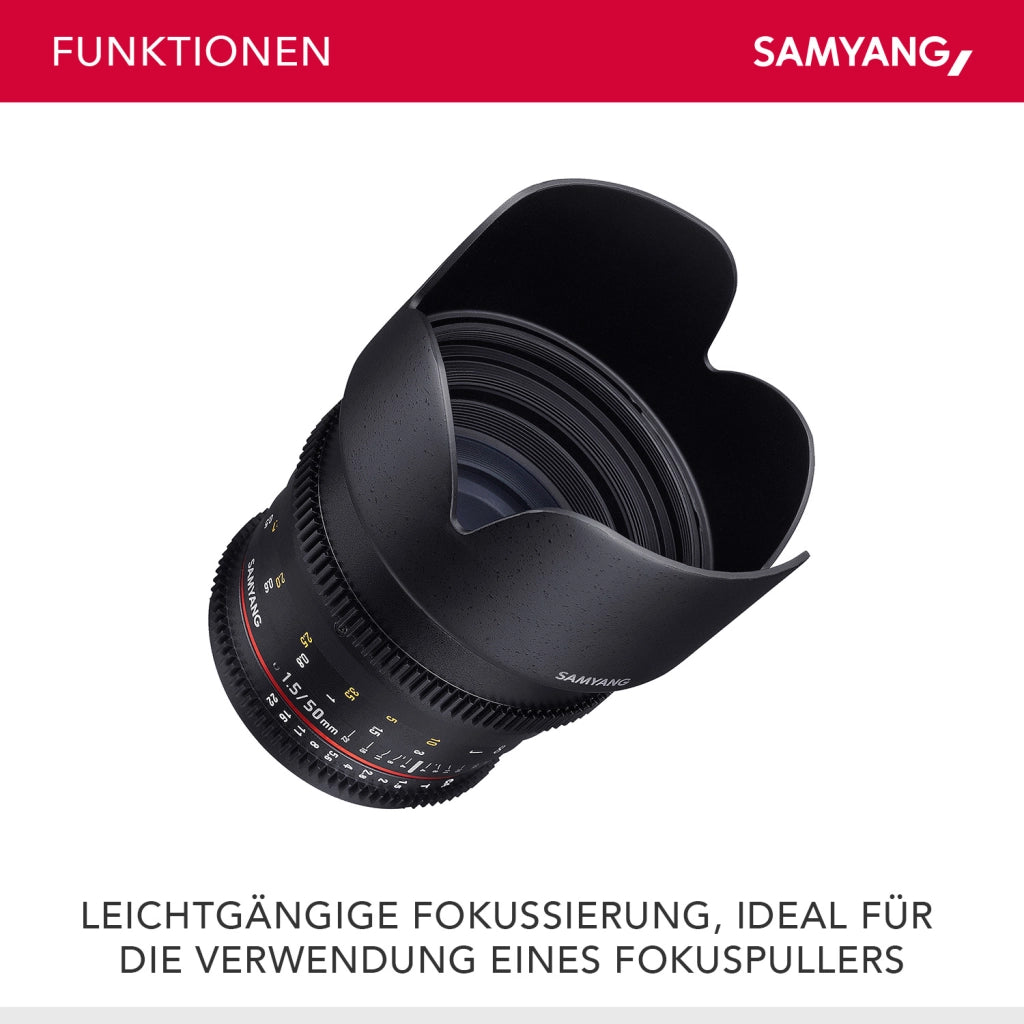 50/1.5 Obiettivo Video DSLR Canon EF a fuoco manuale 0.8 ingranaggi, obiettivo ritratto nero, 50mm