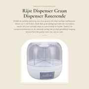 Dispensatore di grano 6 contenitori - Raccoglitore di grano - Deposito rotante - Translucido - Economia di spazio - Materiale PP - Deposito di grano con capacità 6 contenitori