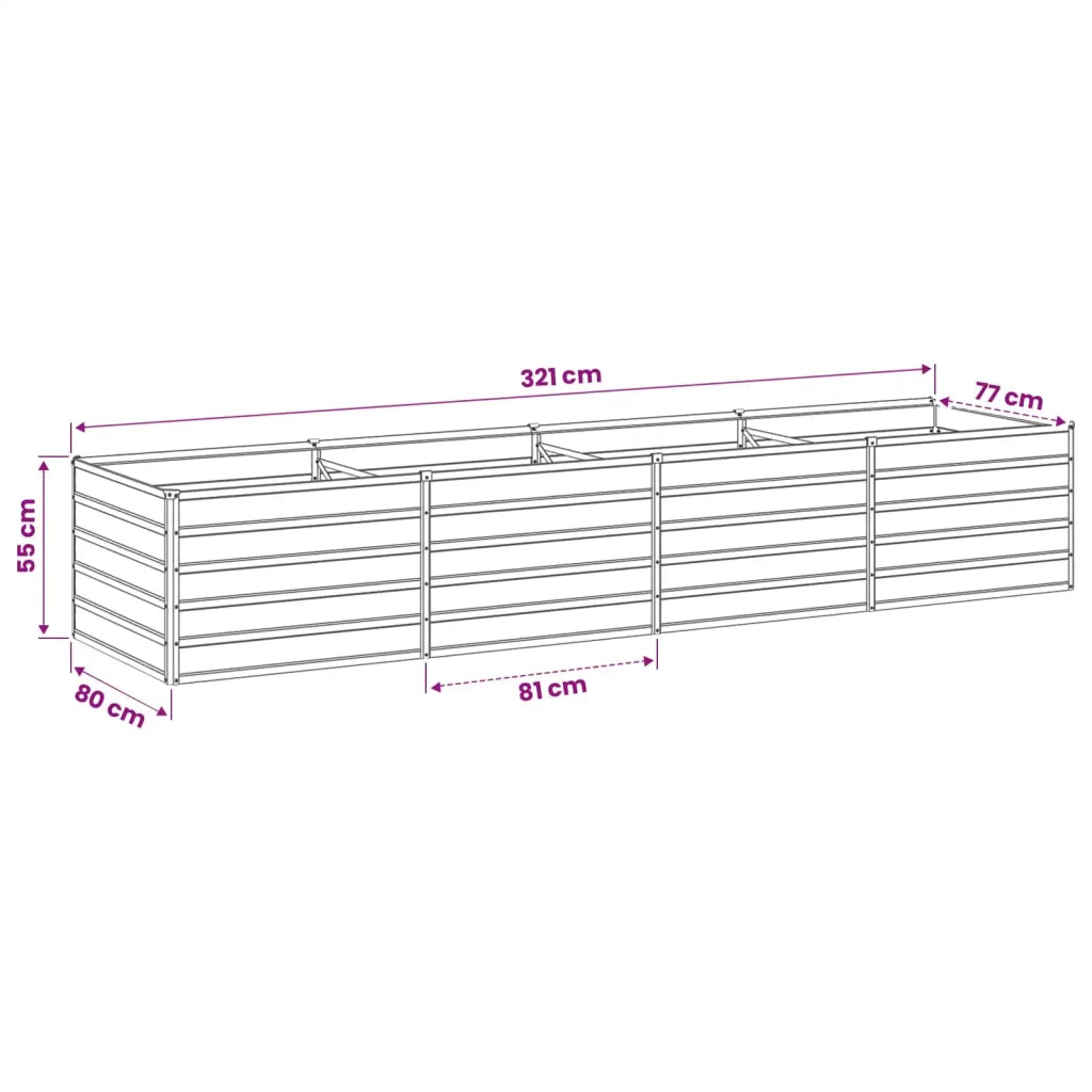Letto rialzato da giardino Argento 320 x 80 x 55 cm 8006423