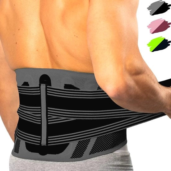 Onderrugbrace per Uomo e Donna - Supporto per la Colonna Vertebrale per Lavoro e Sport - Cinture per Lombo, Hernia, Artrosi, Scoliosi e Dolore Lombaro (L, Nero)