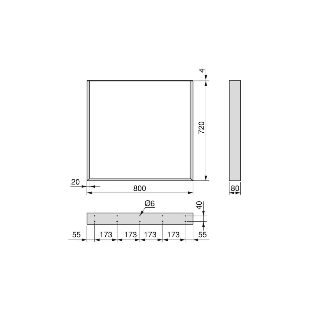 Set Gambe da Tavolo Square Rettangolari H720 Verniciato Nero Acciaio Emuca