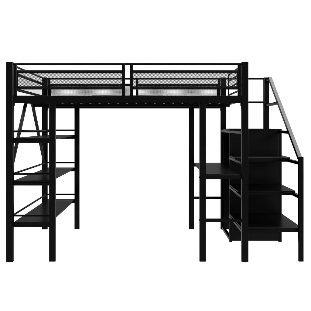 LETTO A CASTELLO 140x200 cm nero con scrivania, armadio e scaffale