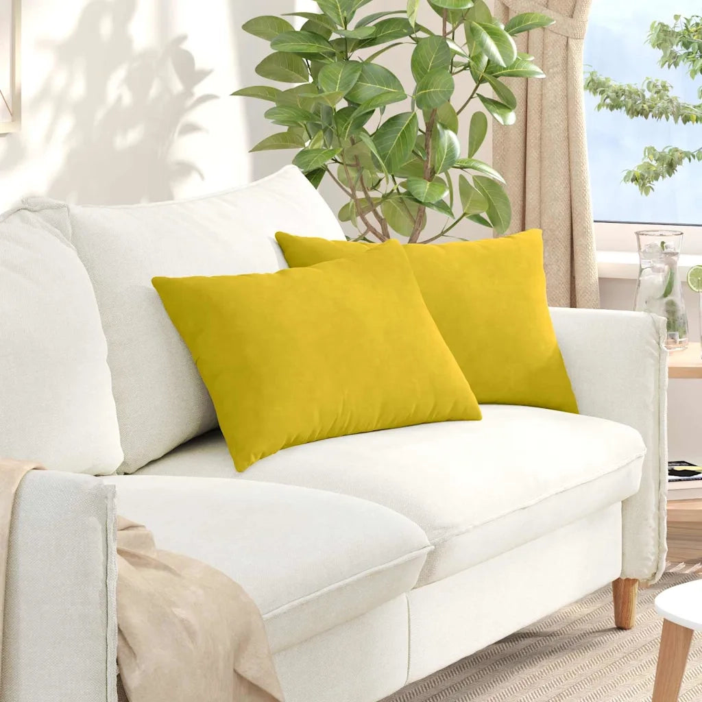 Cuscini da Divano 2 pz | Cuscini per sedie Giallo 60 x 40 cm Tessuto in Cords