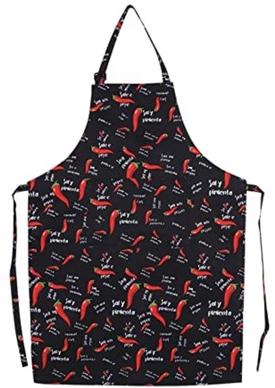 Cucina - Grembiule Adattabile Impermeabile - Polyester - Comfortevole - Con Tasche - Adatto per Uomini/Donne - Disegno Chili - Grembiule