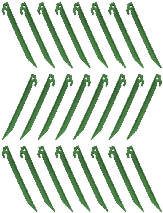 Stake per foro per terra da giardino da campeggio 24 pezzi 230 mm - plastica - staffa antiscivolo - progettazione robusta - per uso esterno - avvertenza di sicurezza - piastrine per foro