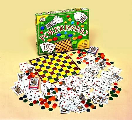 POKERISSIMO SET DI POKER DUE MAZZI DA 54 CARTE FISHER IN PLASTICA IL GIOCO DELLA DAMA