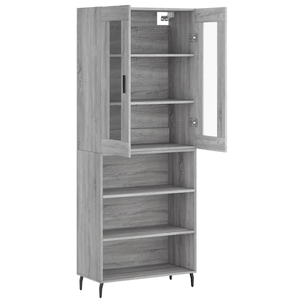 Buffet credenza cassettiera armadio mobile contenitore organizer cucina soggiorno salotto rovere Sonoma alto 69,5 x 34 x 180 cm legno ingegnerizzato grigio 02_0035570