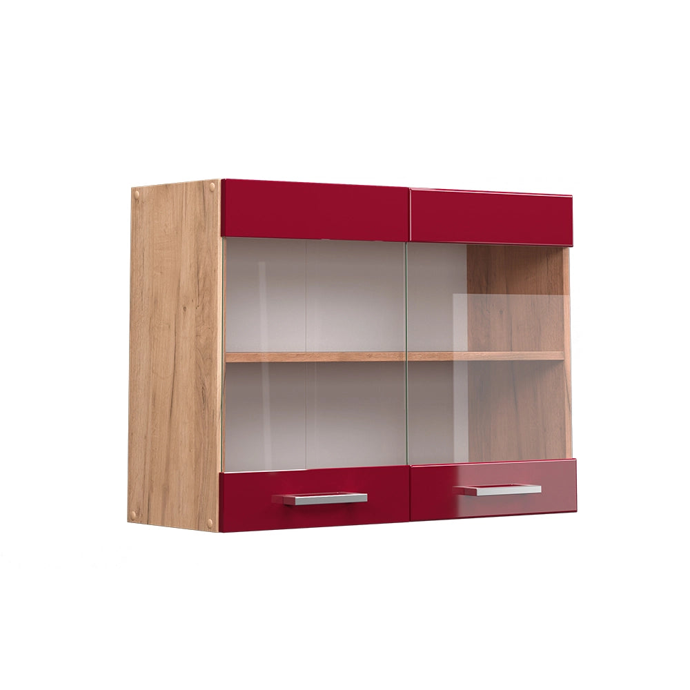 Vicco Mobile da cucina in vetro Rosso lucido 80 cm