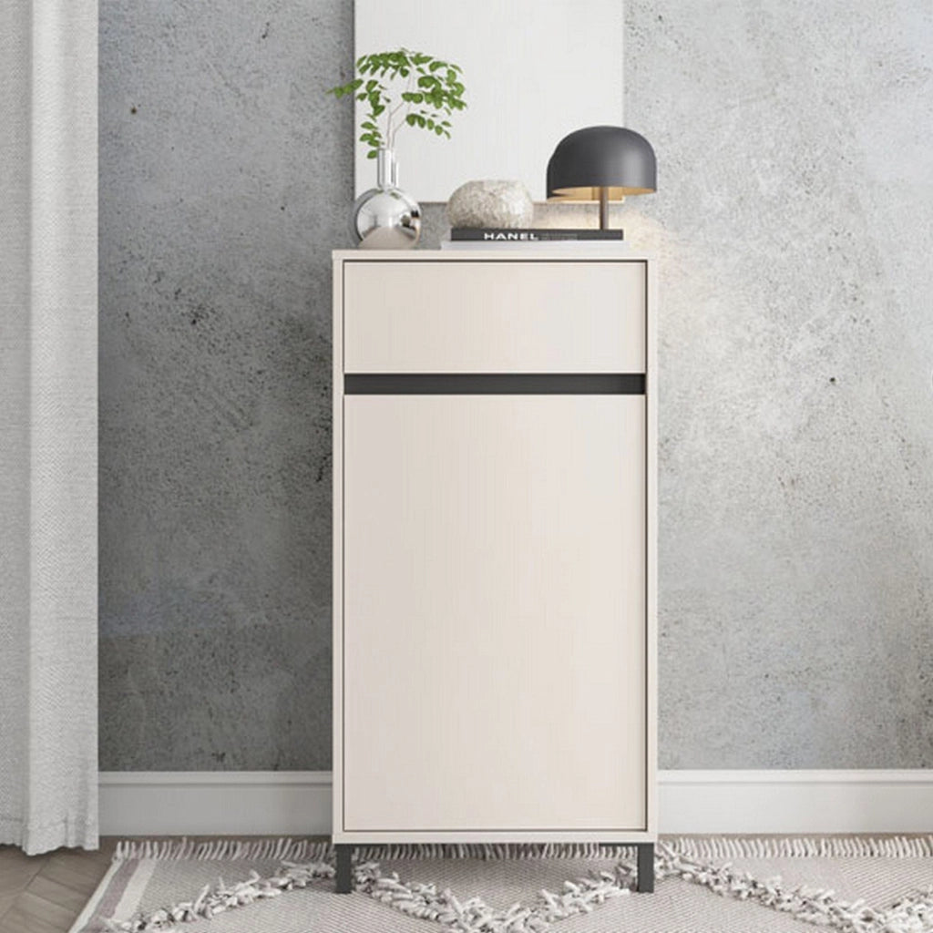 Pollenza, Mobile da Ingresso un Cassetto, 54.5x40x109.5h cm Bianco Crema