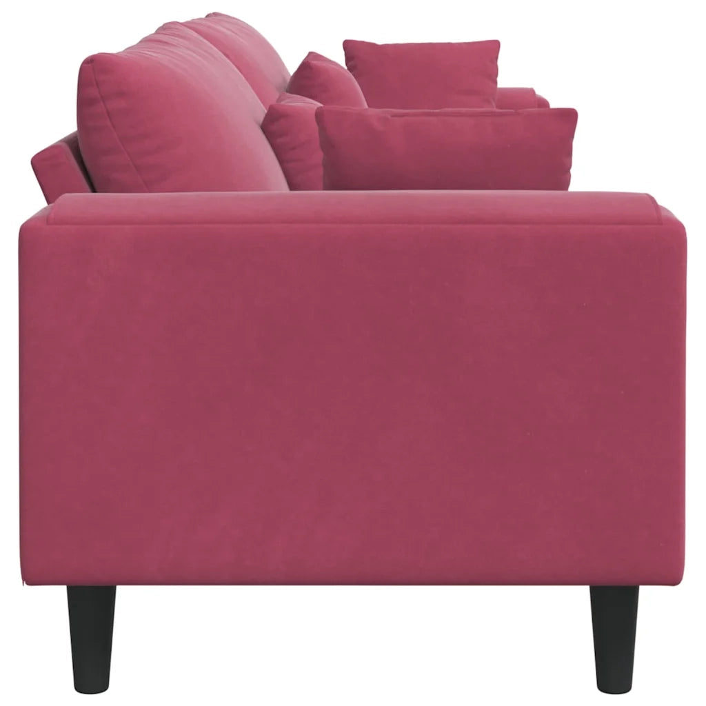 vidaXL Divano in Velluto con cuscino Rosso Vino 208 cm Velluto