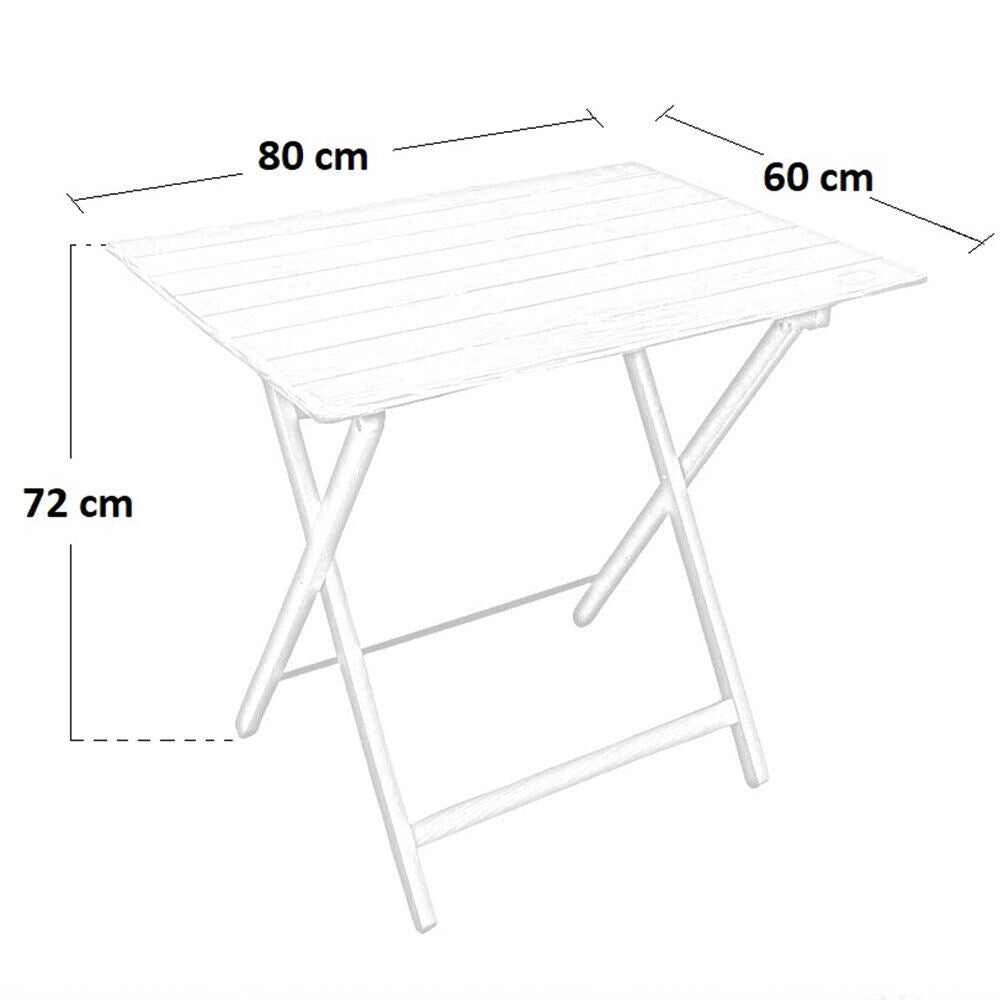 Tavolo tavolino lux pic nic in legno noce scuro cm 80 x 60 pieghevole