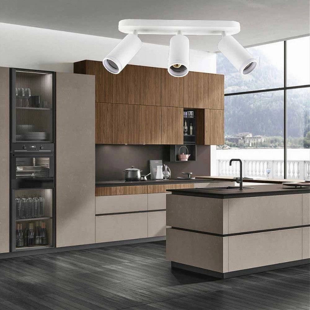 Trade Shop - Applique Plafoniera Orientabile Da Soffitto Parete 3 Diffusori Lampada Gu10 Ts-3 - Bianco
