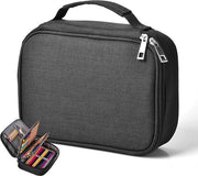 Etui a doppia faccia per matite - organizzatore multifunzionale per strumenti da disegno - Nero - 22 x 16.5 x 6.5 cm - Etui compatto per ragazzi
