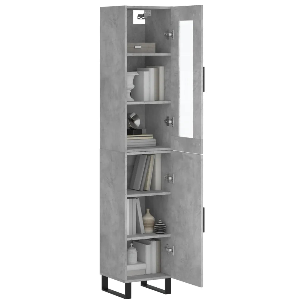 vidaXL Credenza Grigio Cemento 34,5x34x180 cm in Legno Multistrato