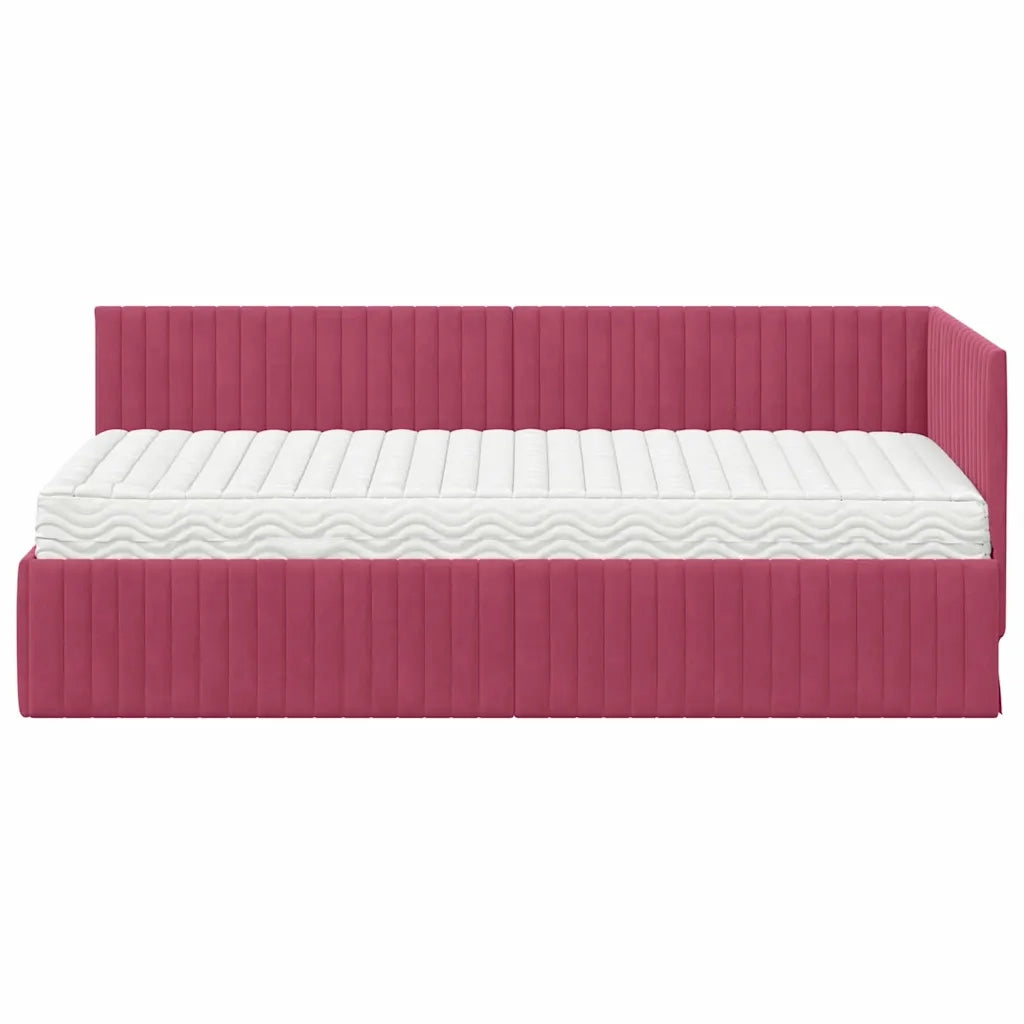Struttura Letto Angolare con Materasso 2 pcs Verde Velluto 3393812