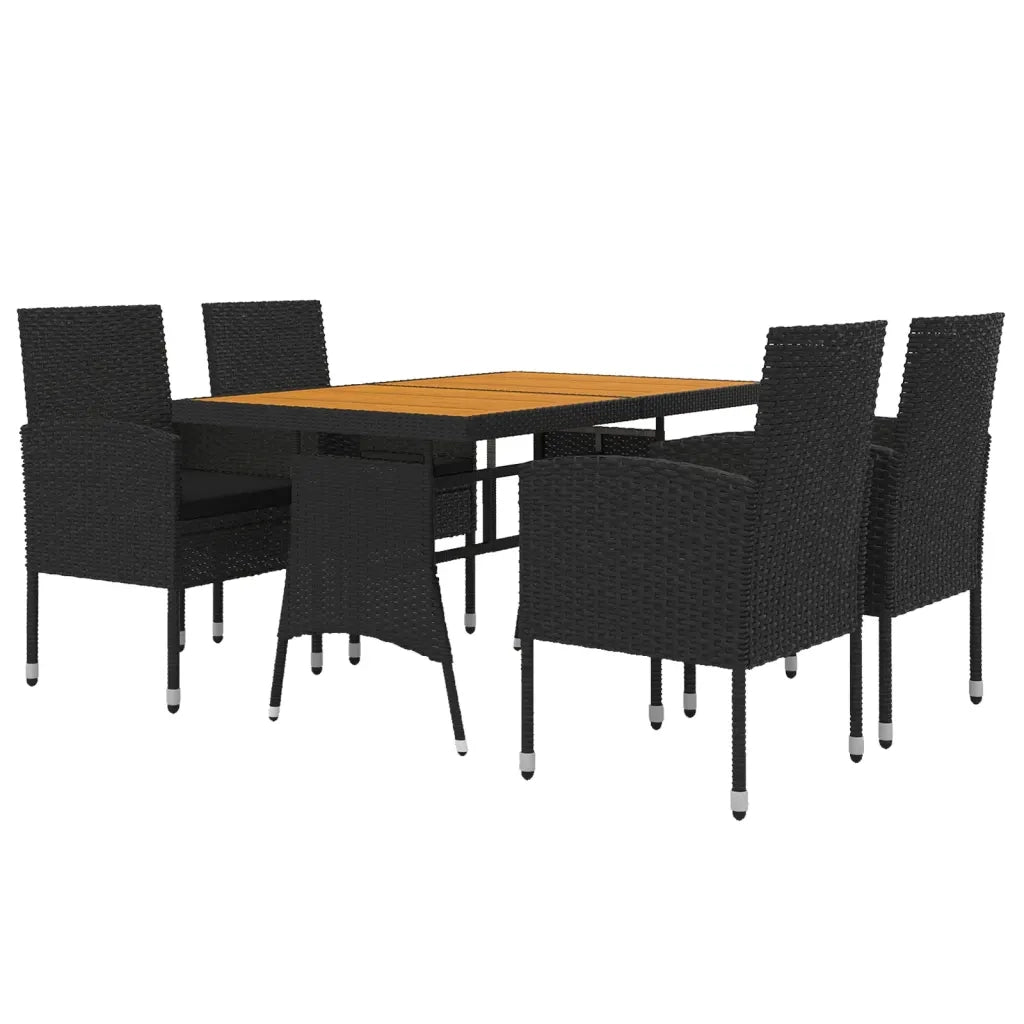 Set da Pranzo per Esterni 5 pz in Polyrattan Nero 3120099