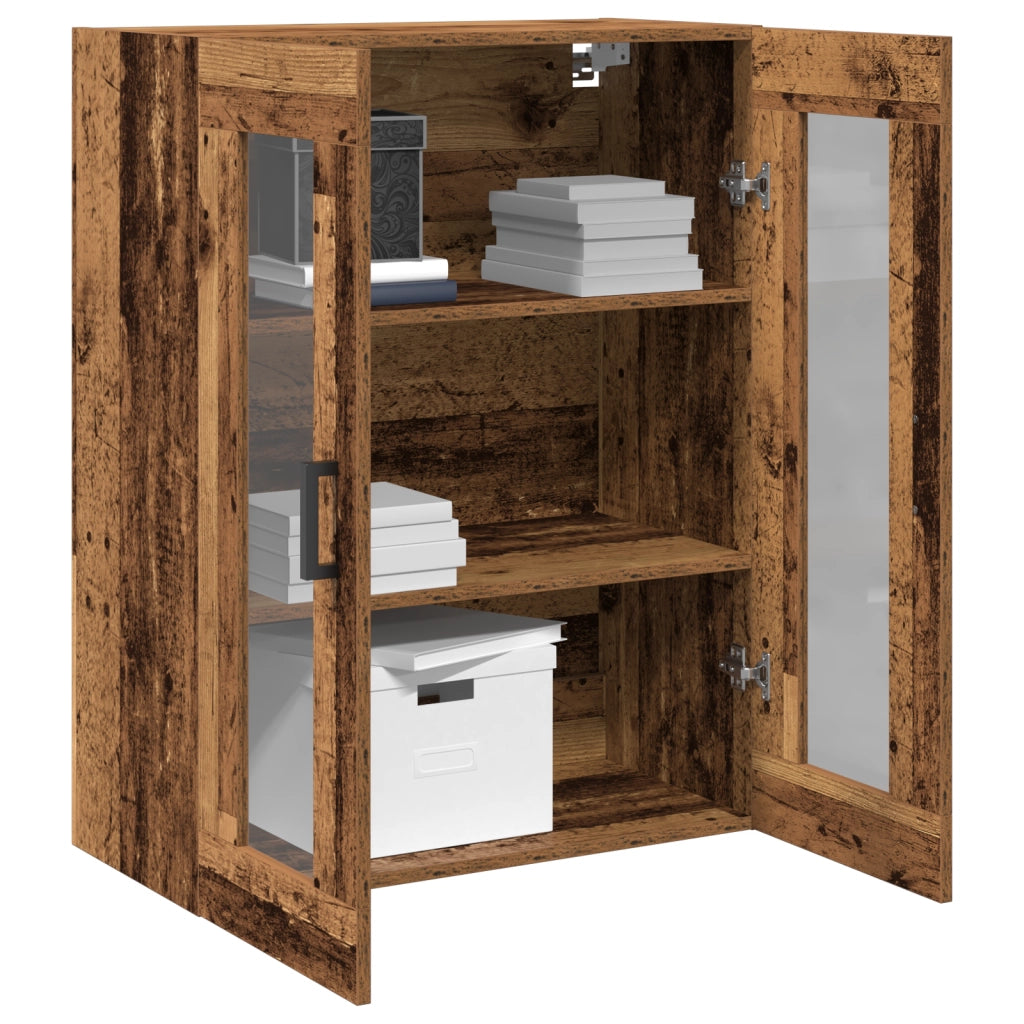 Mobile a Muro con Porte in Vetro - Legno Recuperato - 69.5x34x90 cm
