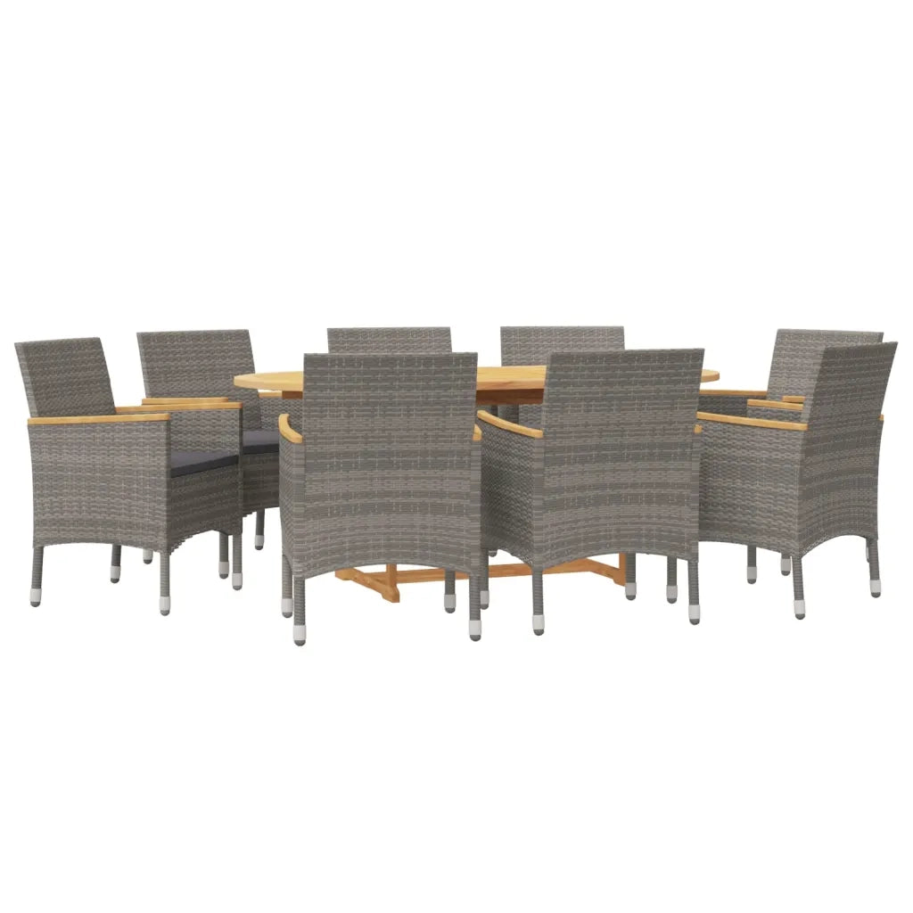 Set da Pranzo per Giardino 9 pz con Cuscini Grigio cod mxl 32451