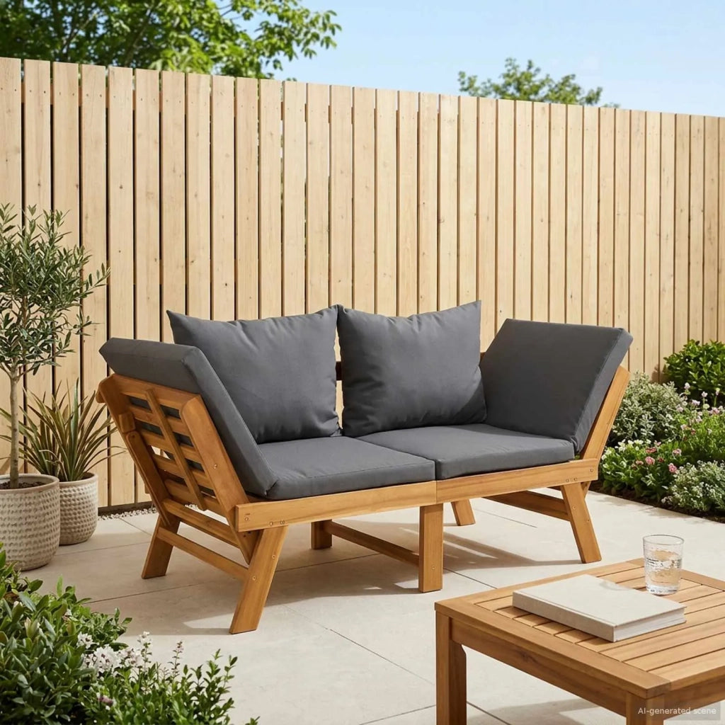 Panchina da giardino 3 in 1 con cuscini Naturale 42027060