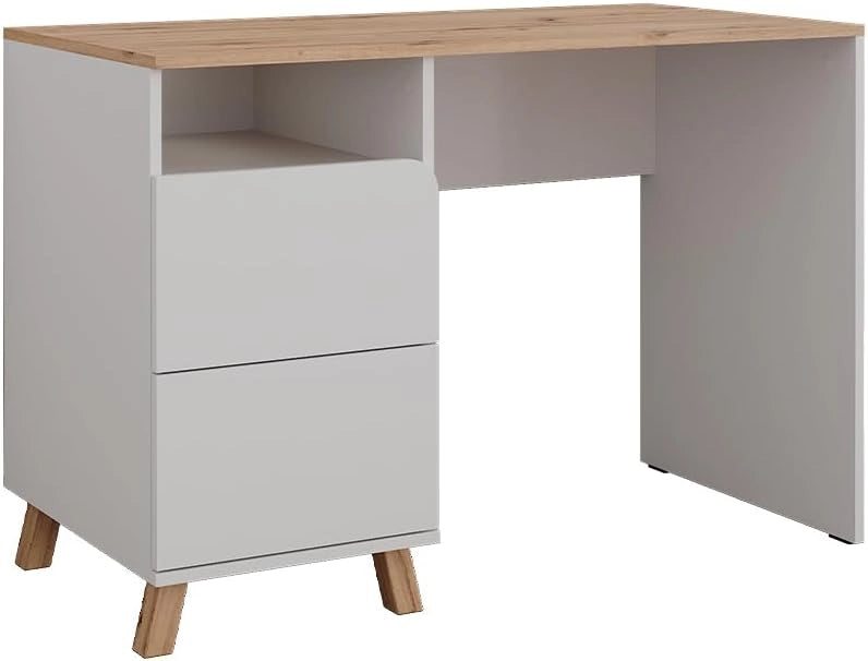 Tavolo da toeletta Karen, Bianco/Artisan, 110 cm con cassetti, Materiali robusti per un utilizzo duraturo