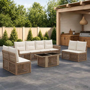 Set Divano da Giardino 9 pz Beige e Bianco Crema polyrattan 3436779