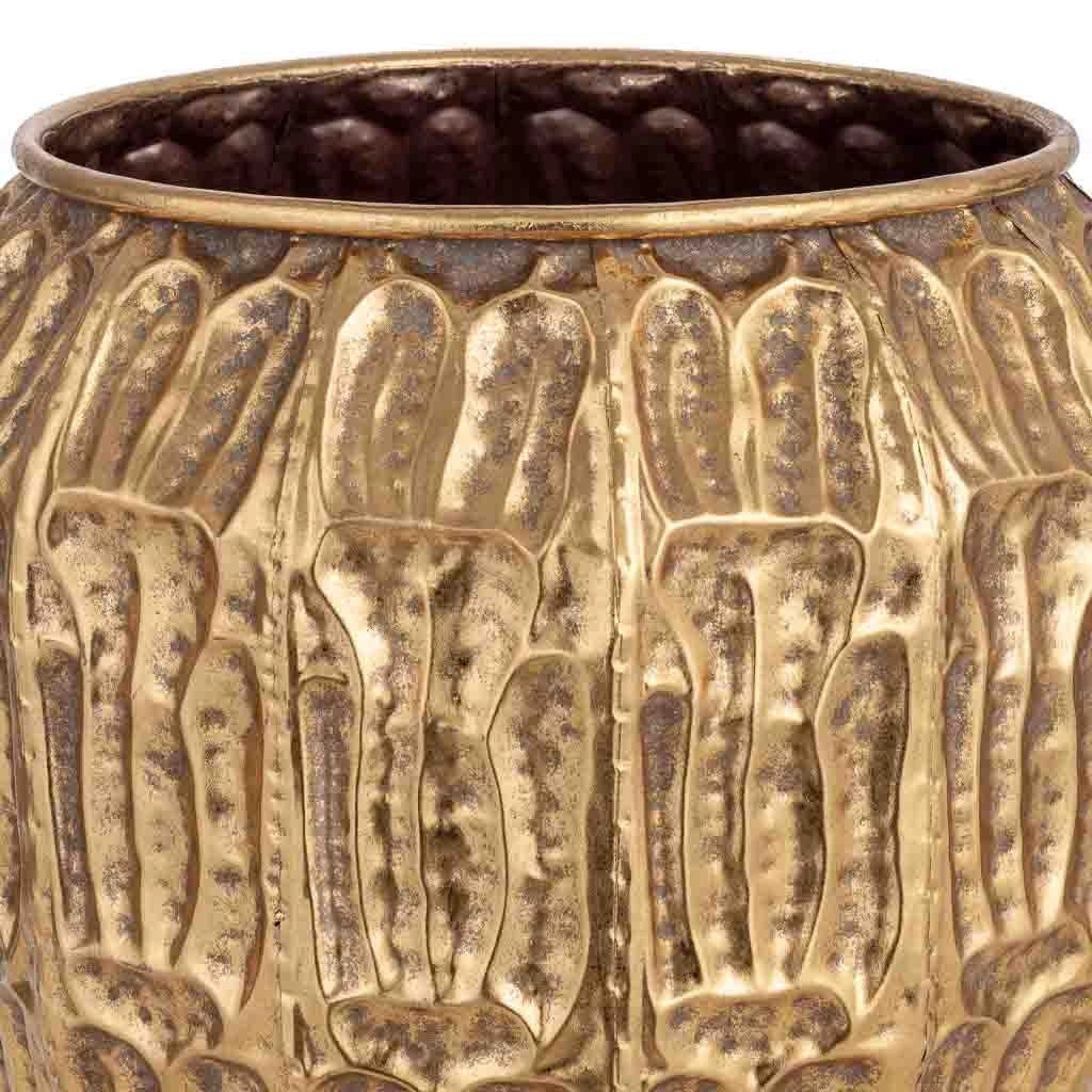Vaso da fiori in metallo dorato 35,5x35,5x41h cm