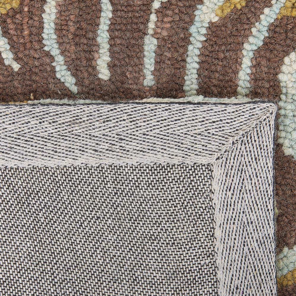 Tappeto in lana multicolore con motivo foglie 80 x 150 cm stile boho rustico camera da letto soggiorno