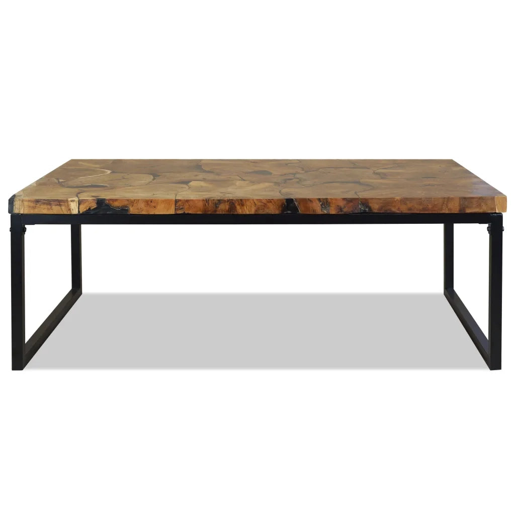 Tavolino da Salotto in Legno di Teak e Resina 110x60x40 cm 244551