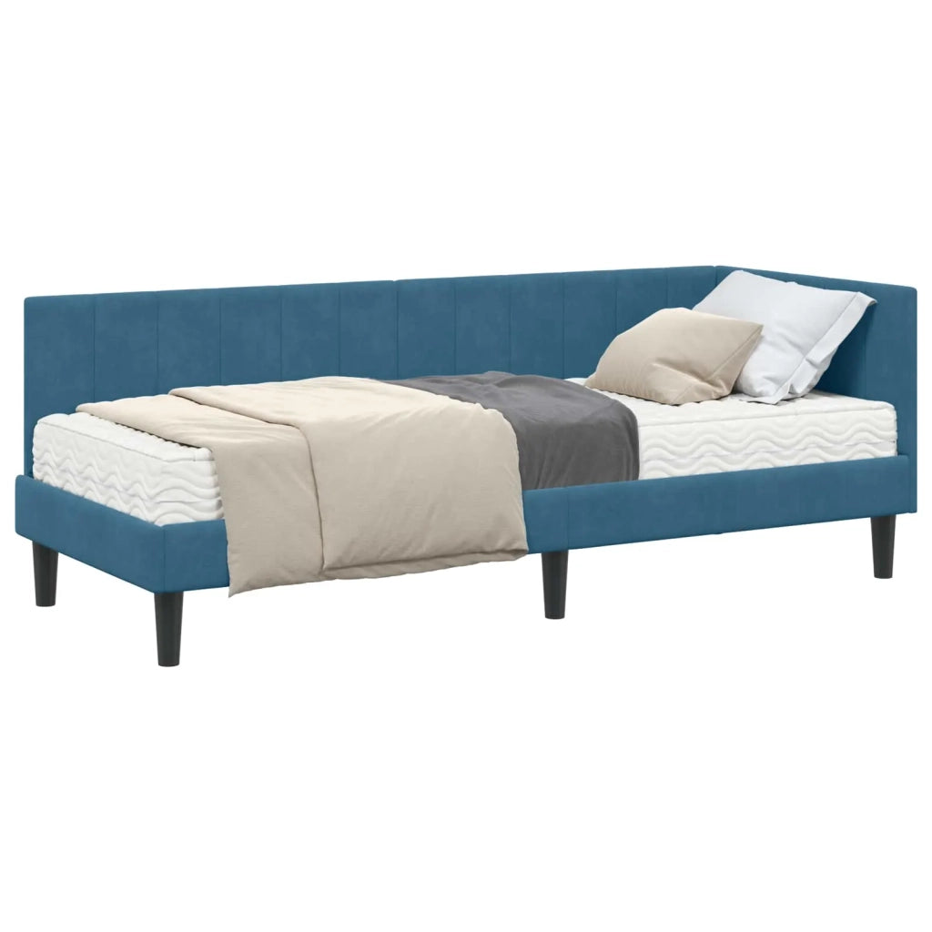 Struttura Letto Angolare con Materasso 2 pcs Blu Velluto