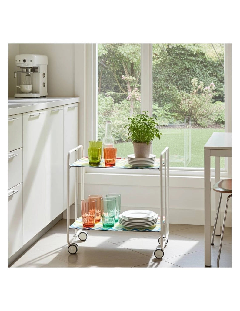 Carrello da cucina pieghevole bianco con ruote BAUHAUS 2 ripiani