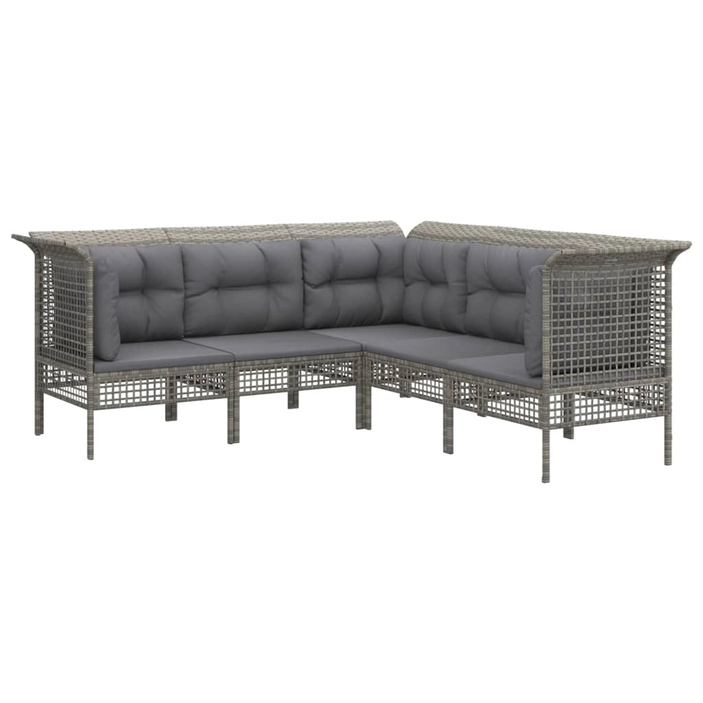 Set di mobili da giardino mobili da esterno 5 pezzi con cuscini resina intrecciata grigia 02_0016413