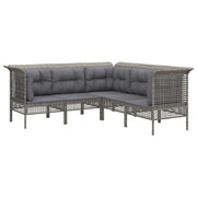Set di mobili da giardino mobili da esterno 5 pezzi con cuscini resina intrecciata grigia 02_0016413