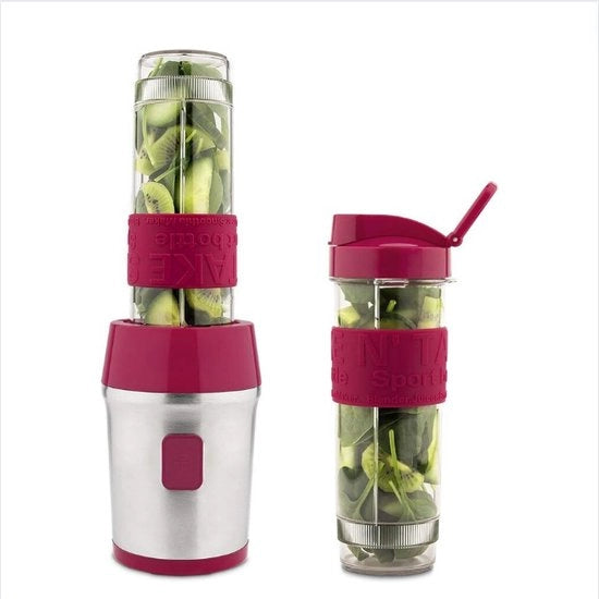 Macchina per Milkshake - Cocktailshaker con 2 Bicchieri per Smoothie da 2x570 ml - Smoothie Maker Portatile con Coperchio To Go - Rosso