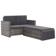 Set Divani da Giardino 2 pz | Set Salotto da Giardino con Cuscini in Polyrattan Grigio
