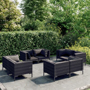 Set Divani Giardino 8 pz con Cuscini in Polyrattan Grigio Scuro cod mxl 38819
