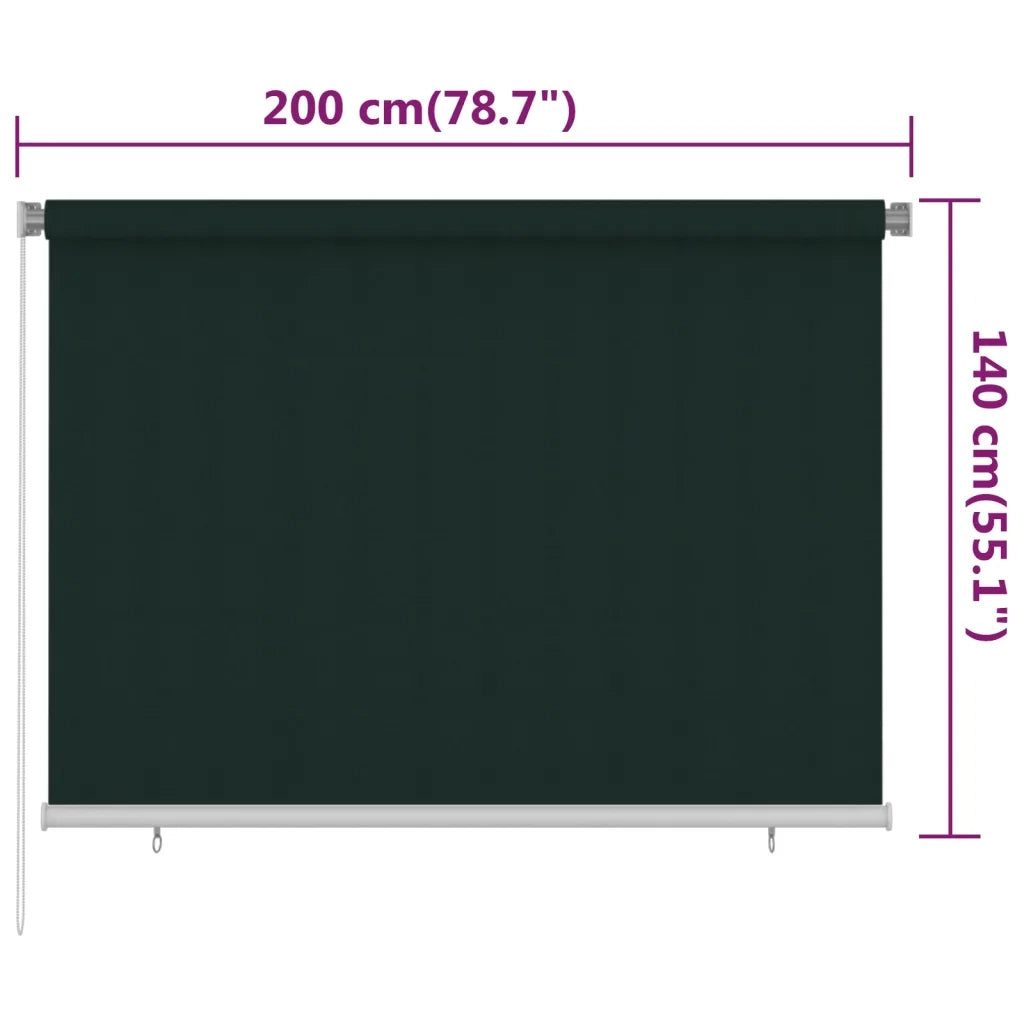Tenda a Rullo per Esterni 205(L)x140(A) cm Verde scuro HDPE 312816