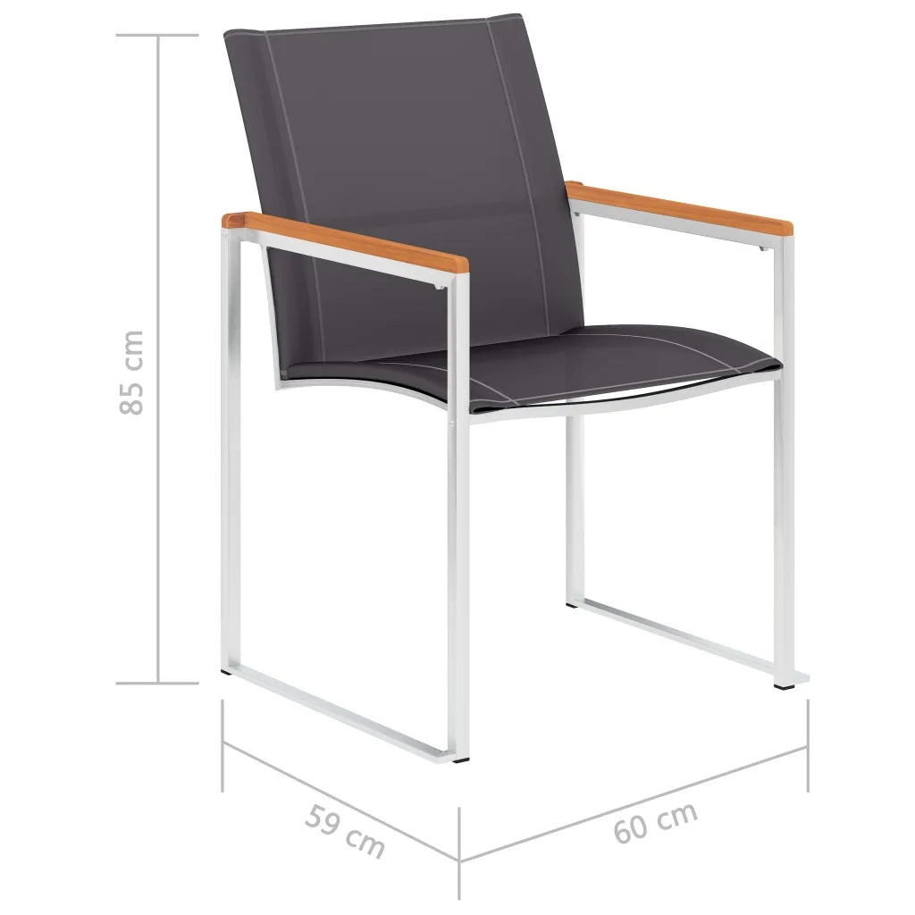 Sedie da Giardino 4 pz in Textilene e Acciaio Inox Grigie cod mxl 54897