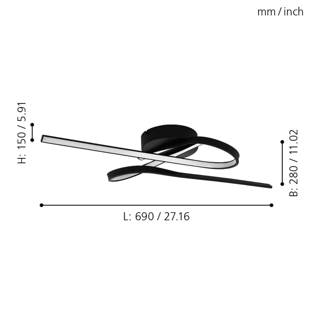 Plafoniera Minimal Selvina 1 Acciaio Nero Luce Led Integrato 19W