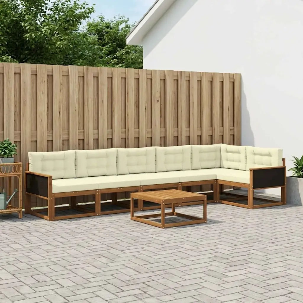 Set di divani da esterno con cuscino 7 pcs Naturale e Crema